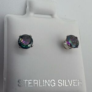 NEW GIFT Sterling Silver Multicolor green purple Stud Earrings **2 for 20**